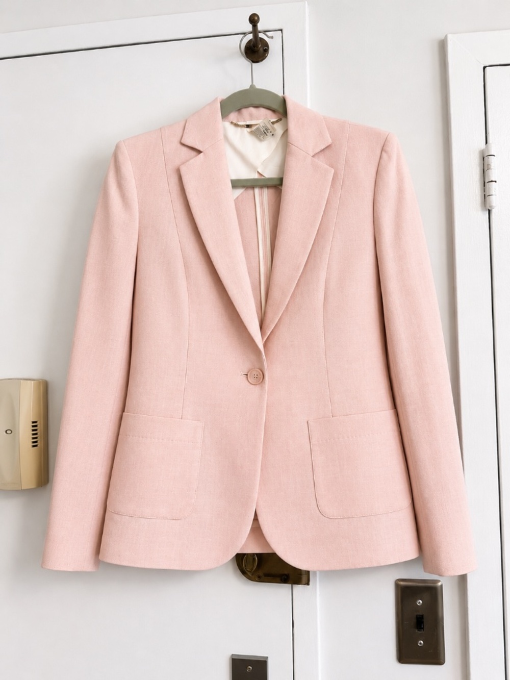 Les Copains Blush Pink Cotton Linen Blazer Made in Italy, Sz M